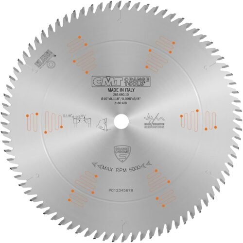 CMT Orange Tools 285.680.10 Orange Chrome Ultimate CROSSCUTTING Blade 10″ x T80 ATB