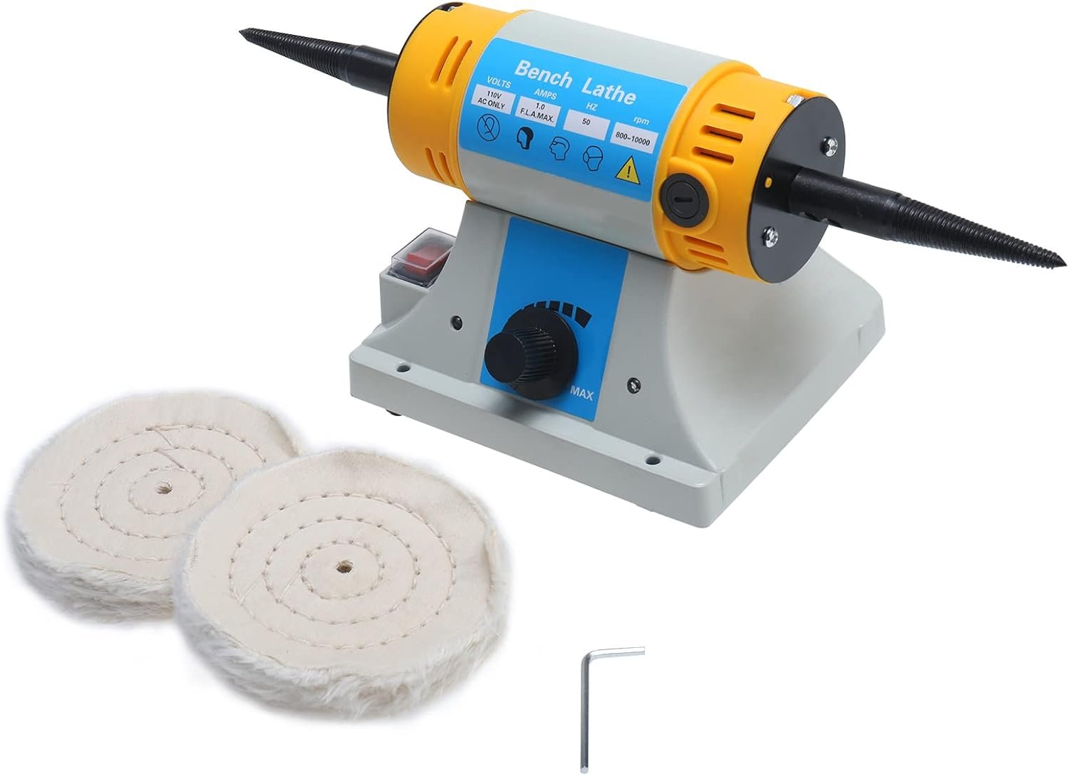 YaeTek 4-1/4" Bench Lathe Buffer Polisher Electric Benchtop Jewelry Polisher Rock Variable Speed Polishing Machine Dual 4 inch Buffing Wheel Bench Grinder Machine for Jewelry, Wood, Silver, Amber - Image 9