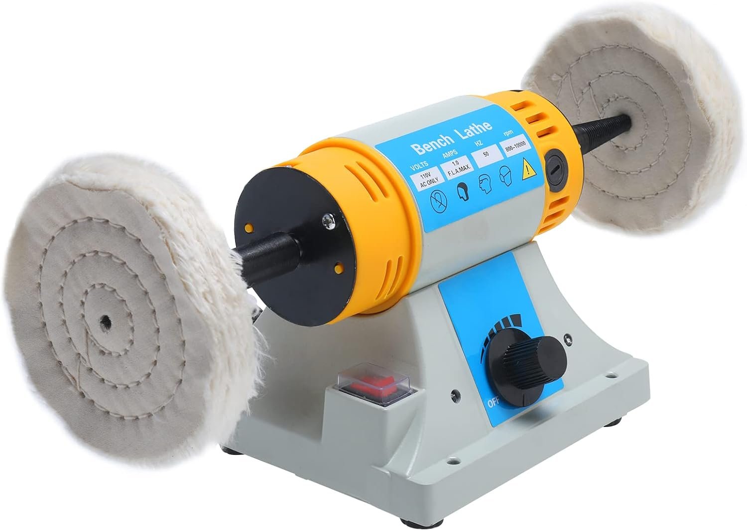 YaeTek 4-1/4" Bench Lathe Buffer Polisher Electric Benchtop Jewelry Polisher Rock Variable Speed Polishing Machine Dual 4 inch Buffing Wheel Bench Grinder Machine for Jewelry, Wood, Silver, Amber - Image 8