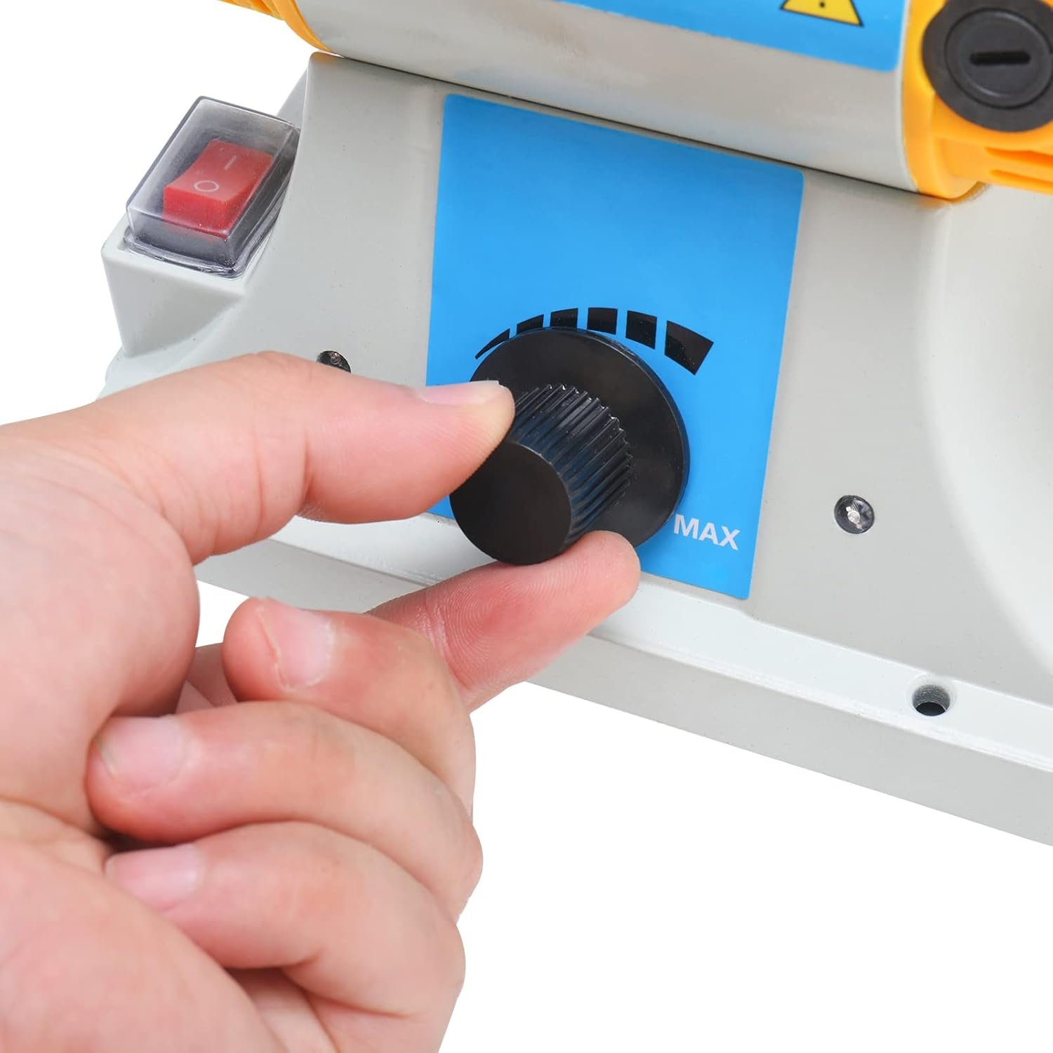 YaeTek 4-1/4" Bench Lathe Buffer Polisher Electric Benchtop Jewelry Polisher Rock Variable Speed Polishing Machine Dual 4 inch Buffing Wheel Bench Grinder Machine for Jewelry, Wood, Silver, Amber - Image 6