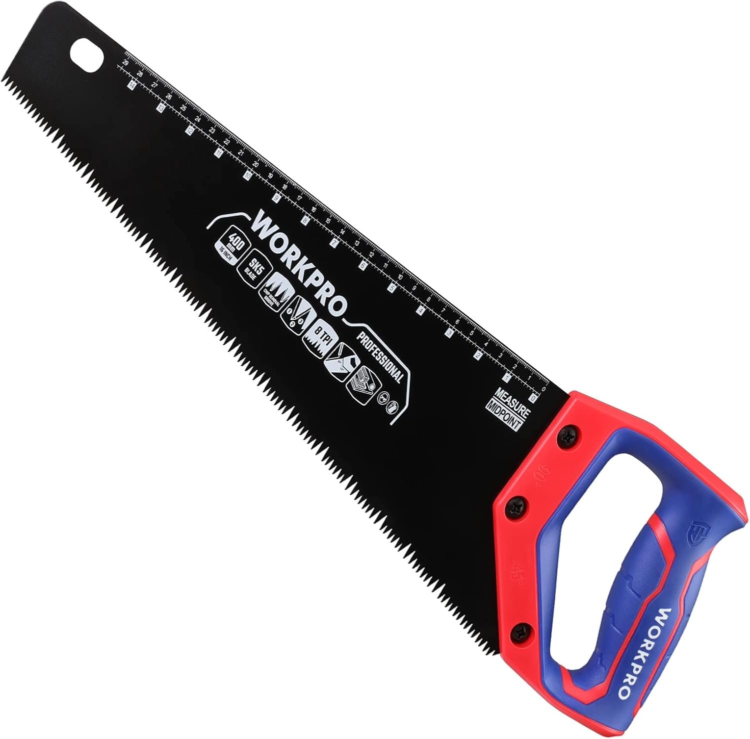 WORKPRO Hand Saw, 16-Inch Universal Handsaw with Non-Slip Comfortable Handle, Anti-rust Wood Saw With Chip Removal Design, Heavy-Duty Hand Saw for Cutting Wood, Laminate, PVC - Image 2