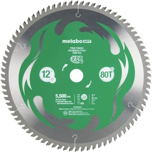 Metabo HPT 12-Inch Miter Saw Blade | 80T | Fine Finish | 1-Inch Arbor | Thin Kerf | 5500 Max RPM | 115436M