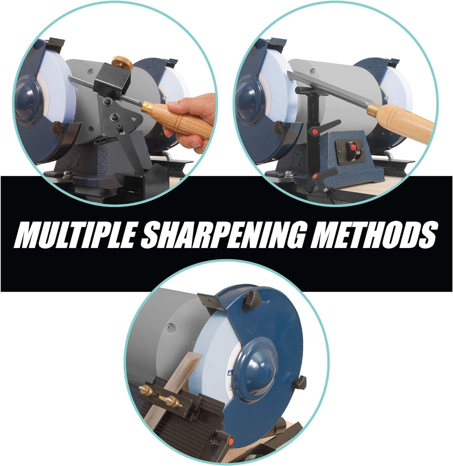 Pro Grind Sharpening System for 8 Inch Grinders to Sharpen Lathe Turning Tools, Chisels, Skews, Bowl Spindle Gouges •Includes Setup Blocks and Quad Jig for 8 inch Grinders - Image 5