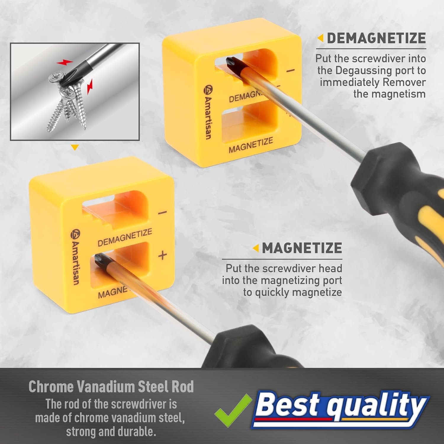 Magnetic Screwdrivers Set with Case, Amartisan 43-piece Includs Slotted, Phillips, Hex, Pozidriv,Torx and Precision Screwdriver Set, Magnetizer Demagnetizer Tools, Tools for Men - Image 6