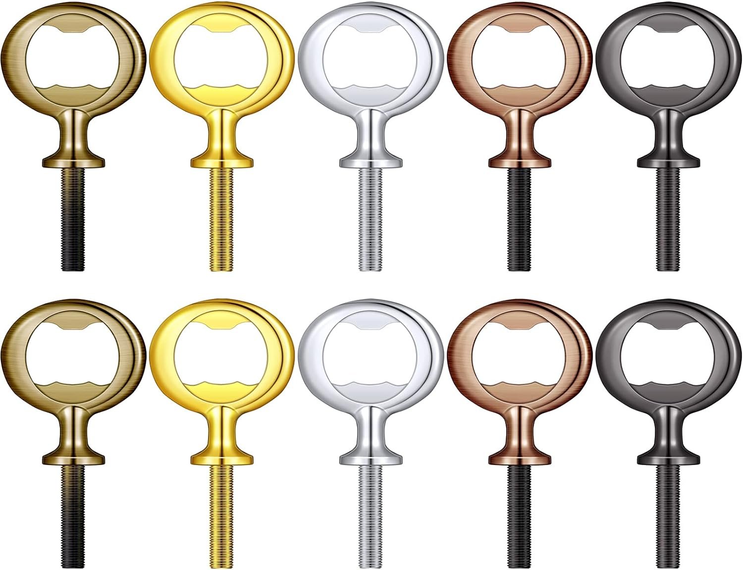 Patelai 10 Pieces Metal Bottle Opener Blank Stainless Steel Flat Bottle Opener Inserts Kit Threaded Beer Hardware for Valentine's Day Wedding Wine Party Wood Turning DIY Handmade Project Craft - Image 2