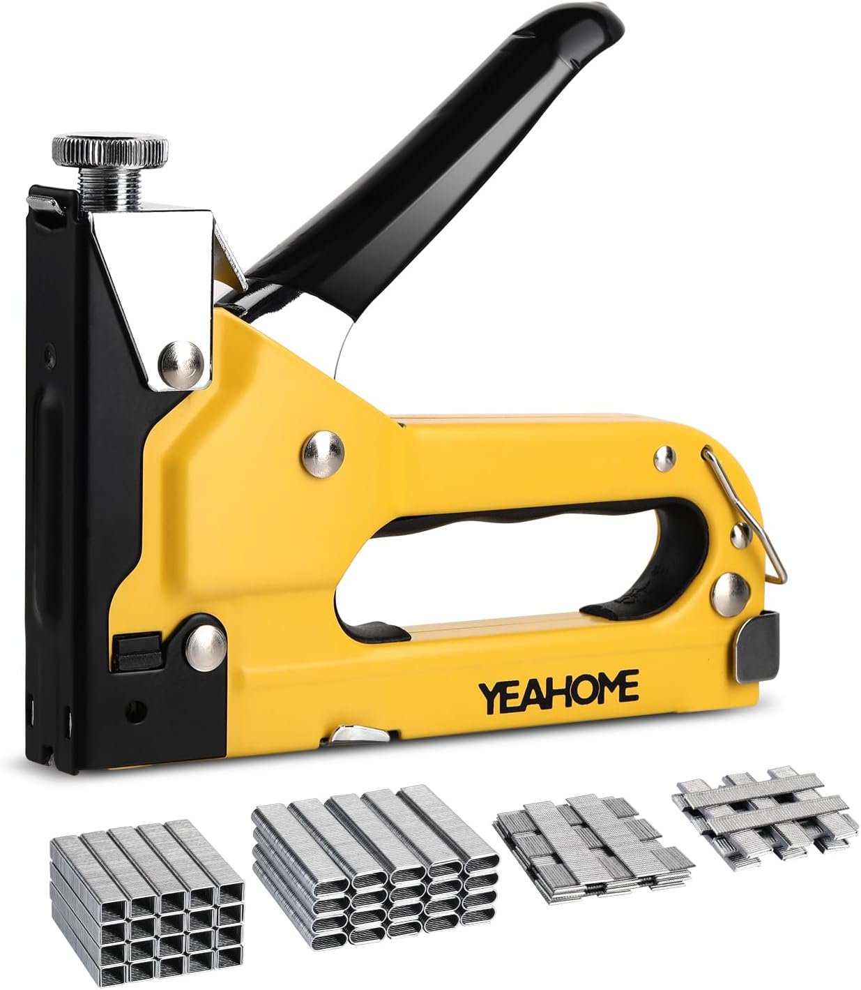 Upholstery Staple Gun Heavy Duty, YEAHOME 4-in-1 Stapler Gun with 4000 Staples, Manual Brad Nailer Power Adjustment Stapler Gun for Wood, Crafts, Carpentry, Decoration DIY - Image 2