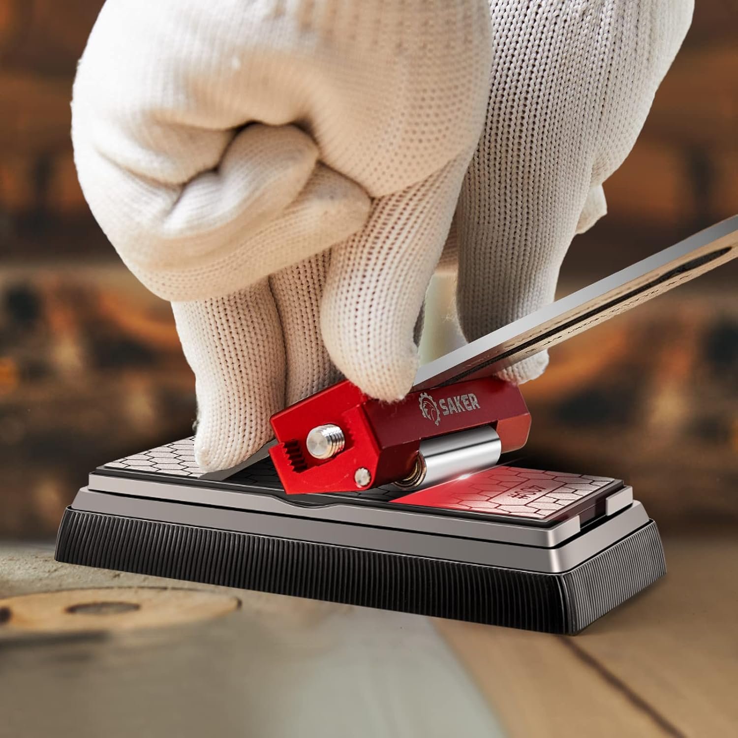 Saker Honing Guide with Whetstone - Red Off-Center Upgraded Honing Tool and Diamond Sharpening Stone Set Kit for Knife, Short Chisels and Planes, Fine/Coarse Plate, 400/1000/Grit… - Image 10