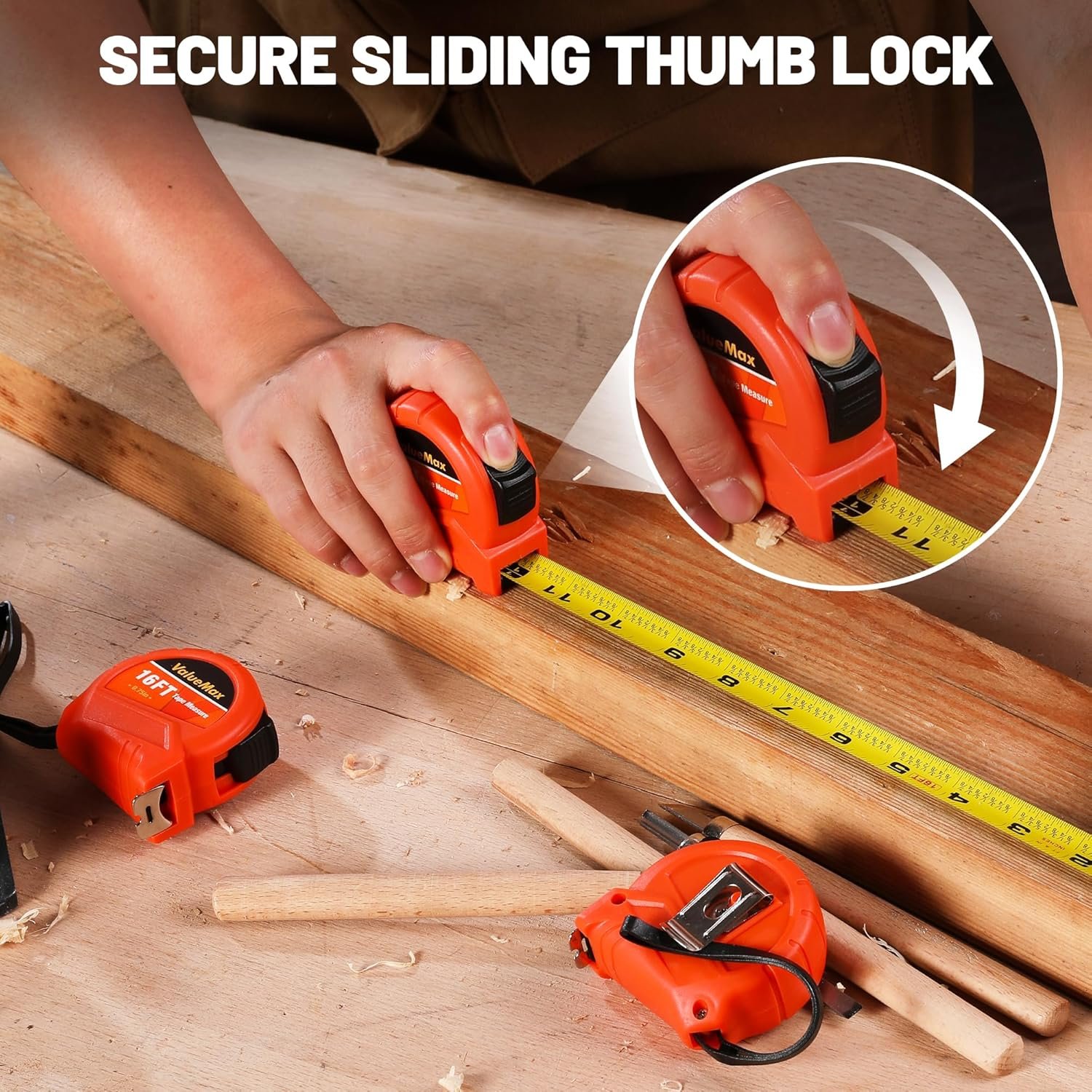 ValueMax Tape Measure 16FT with Fractions 1/8, 3 Pack Retractable Easy Read Measuring Tape, Imperial Pocket Measurement Tape with Metal Belt Clip for Construction, Contractor, Carpenter, Woodworking - Image 6