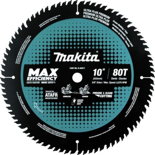 Makita B-66977 10″ 80T Carbide-Tipped Max Efficiency Miter Saw Blade