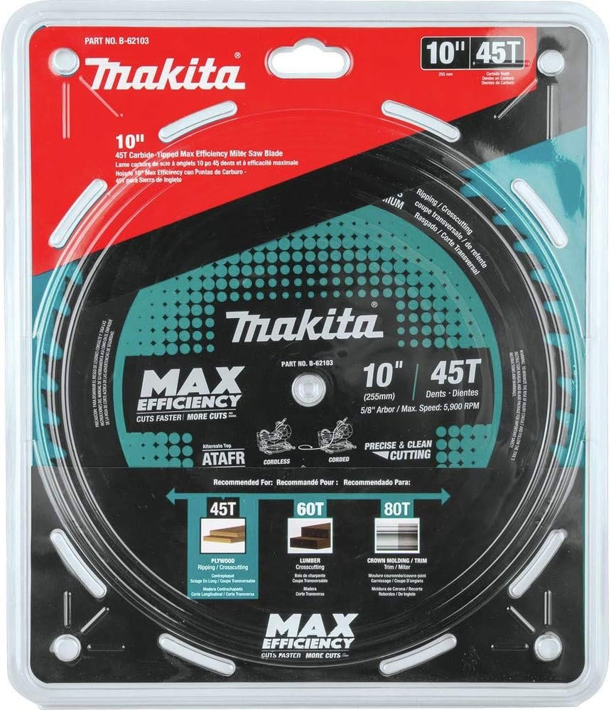 Makita B-62103 10" 45T Carbide-Tipped Max Efficiency Miter Saw Blade - Image 2