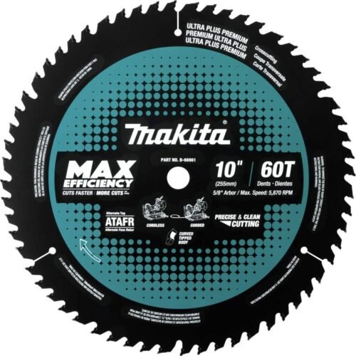 Makita B-66961 10″ 60T Carbide-Tipped Max Efficiency Miter Saw Blade